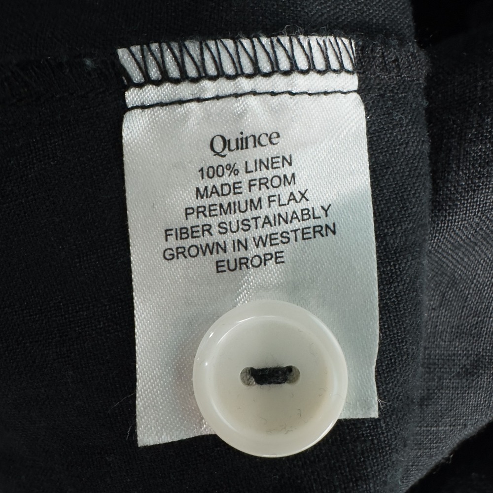 Quince 100% European Linen Button Front Dress Black Small Pockets Minimalist - Picture 14 of 15